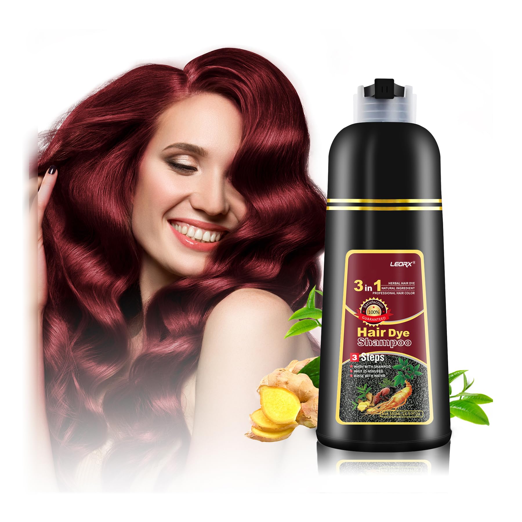 Amazon.com : Leorx Deep Wine Red Hair Dye shampoo, 3 In 1 Color